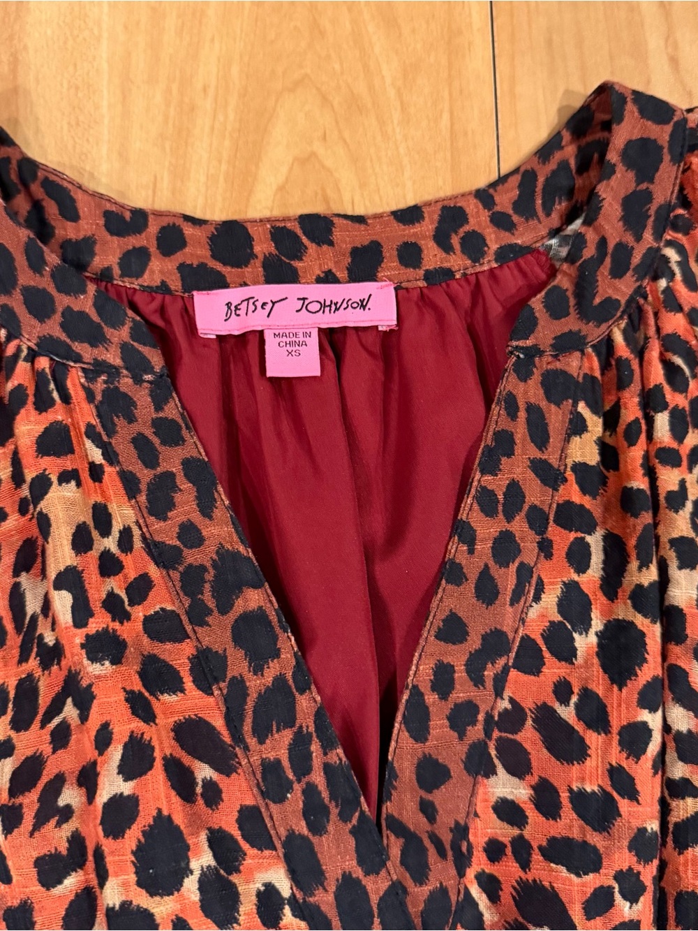 Betsey Johnson Leopard Print Puff Sleeve Mini Dress XS - Picture 4 of 4